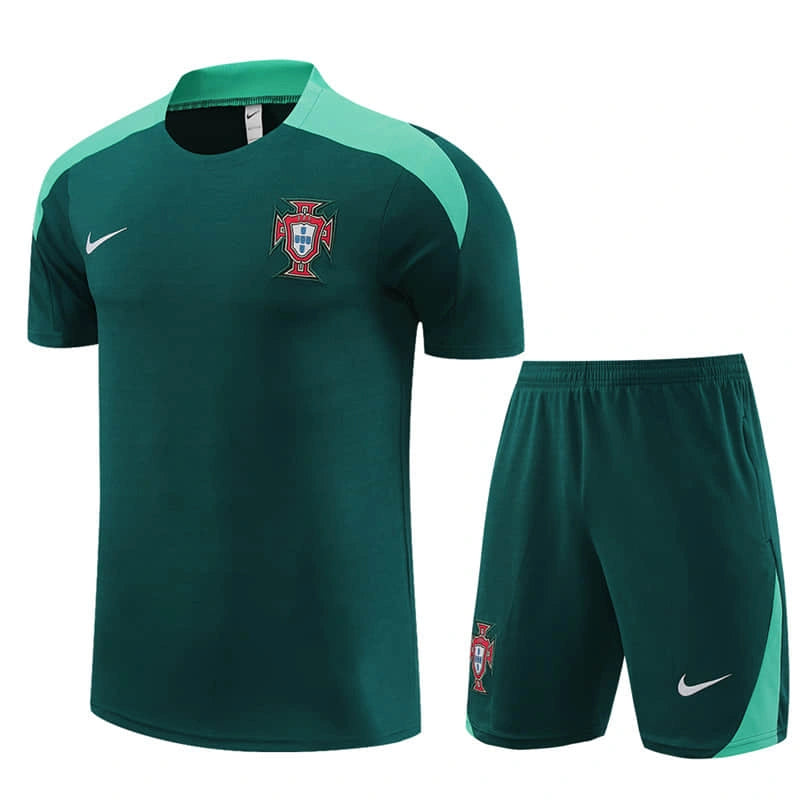 Conjunto Camisa e Short Seleção de Portugal Treino Verde - 2024/25