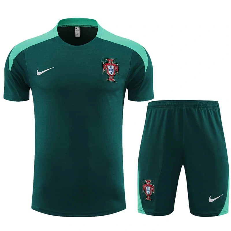 Conjunto Camisa e Short Seleção de Portugal Treino Verde - 2024/25