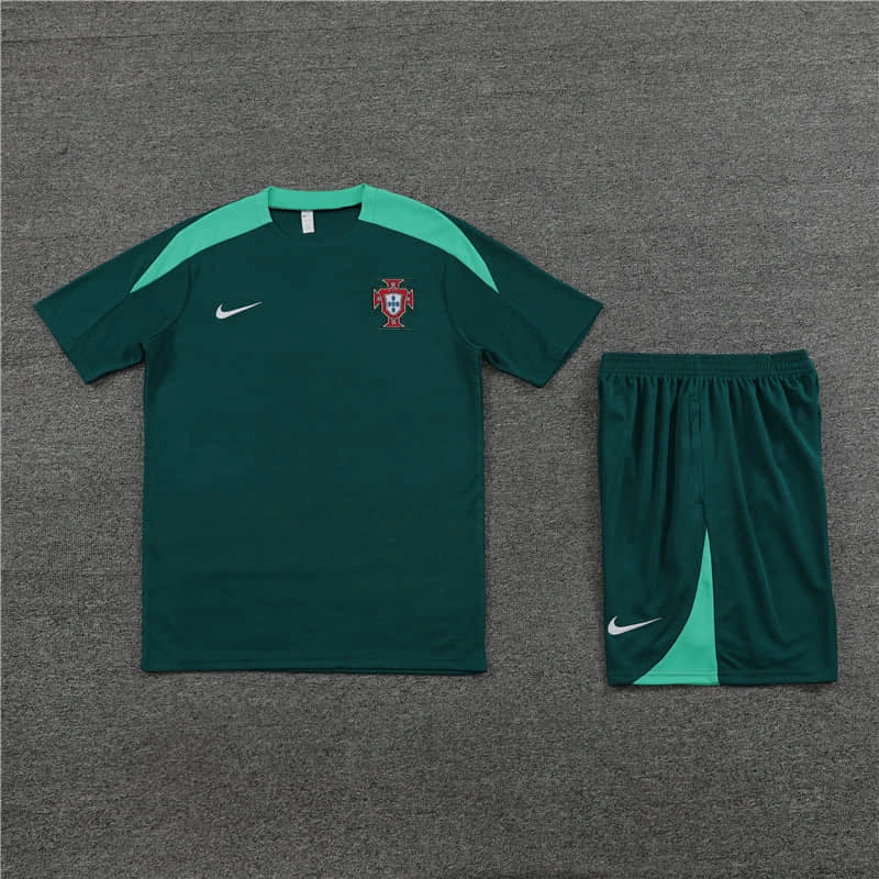 Conjunto Camisa e Short Seleção de Portugal Treino Verde - 2024/25