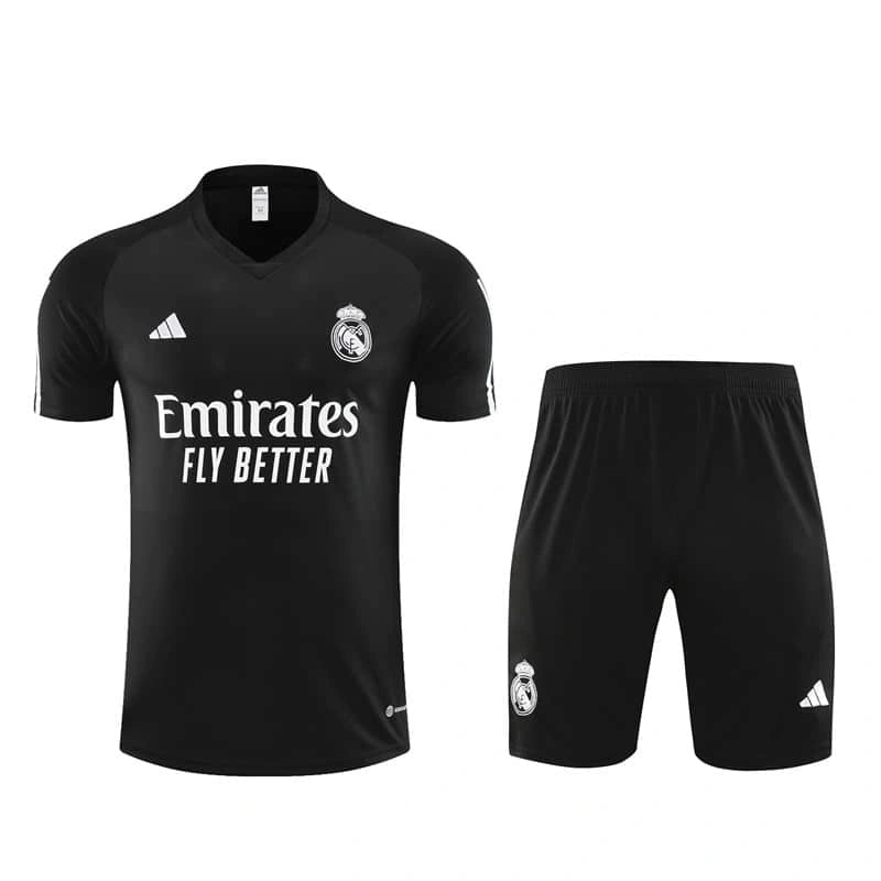 Conjunto Camisa e Short Real Madrid Preto - 2023/24