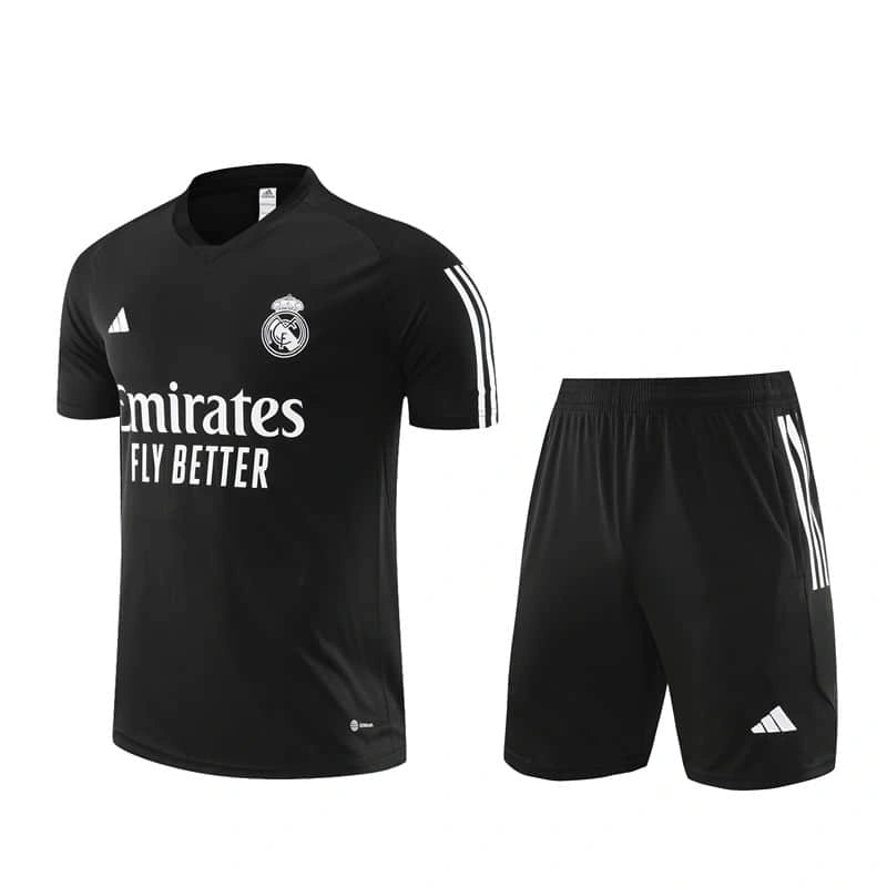 Conjunto Camisa e Short Real Madrid Preto - 2023/24